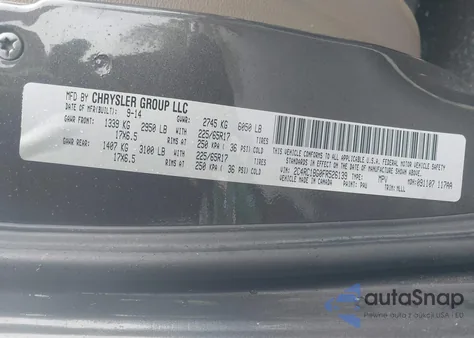 2015 Chrysler Town & Country Touring z USA, uszkodzony, nr VIN 2C4RC1BG0FR526139